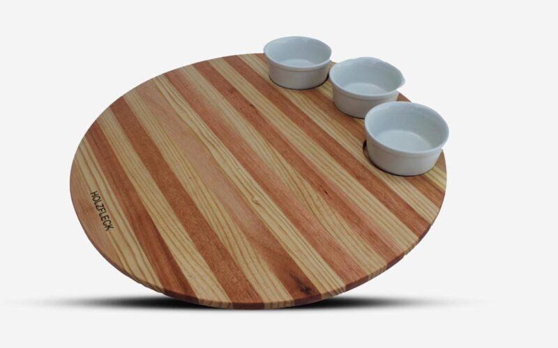 Round Serving Board With 3 Bowls