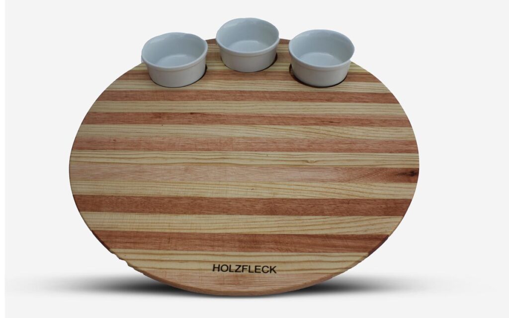 Round Serving Board With 3 Bowls - Holzfleck Joinery